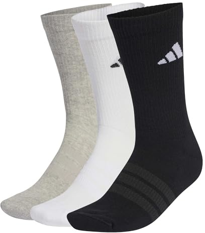 adidas Mixte Cushioned Sportswear Crew Socks 3 Pair Pack, medium grey heather/white/black, 40-42
