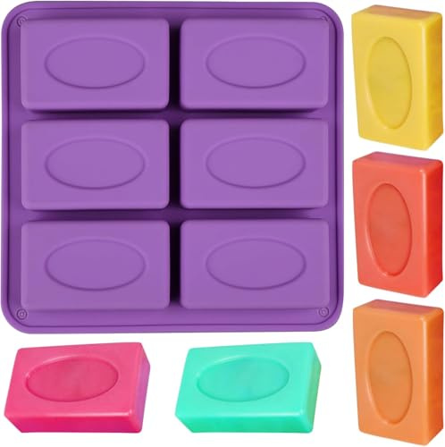 BFJ Silicone Soap Moulds 6 Cavity Rectangular Soap Mold for Homemade DIY Craft Soap Molds