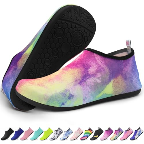 Quick-Dry Water Shoes for Men & Women – Lightweight Beach Shoes with Anti-Slip Sole | Ideal for Swimming, Surfing & Outdoor Sports | Ink Gradient-38-39