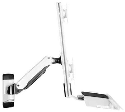 Monitor Stand Wall Mounted Single Arm Dual Monitor Bracket for Screen 15-27 Inches with Keyboard and Mouse Tray