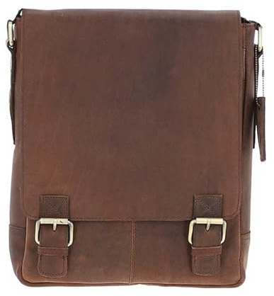 Ashwood Classic A4 Leather Flap-Over Messenger Bag - Rich Genuine Leather Crossbody with Outer Zip Pockets, Internal Storage & Adjustable Strap for Work, Travel or Daily Use: Q-43