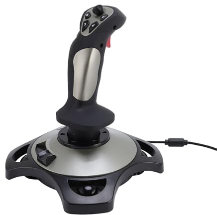 XUMIUZIY Flugsimulator-Joystick, USB-verkabelter Flight-Stick-Controller mit Vibration und Gas, für WinOS 7 8 10 11