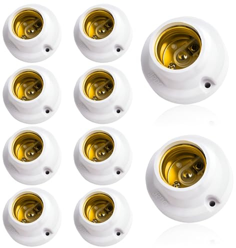 GZGXKJ Douille E27 a Visser 10 Pièces Douille E27 Plafond Universel-Blanc | Douilles Ampoule a Visser, Convient pour la Lampe à Économie D'énergie Sous-Sol Garage Porche (220V)