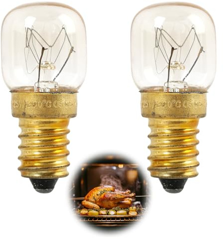 2 Pack 25W E14 Oven Lamp, Small Edison Screw Oven Bulb Light 240V Heat Resistant Up to 300 Degree SES Cooker Replacement Bulbs Suitable for Cooker Microwave Appliance Interior Lighting Warm White