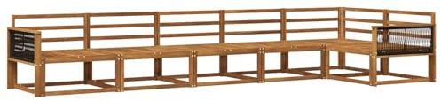 vidaXL Outdoor-Sofagarnitur 6 pcs Natur Massivholz Akazie, Akazien-Lounge-Set, moderner Outdoor-Sofa, langlebiges modulares Sofa, wetterfester Garten-Sitz