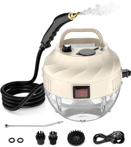 Dampfreiniger Handgerät, 15 Sekunden Aufheizzeit, 1L Wassertank, 1500W & 6 Geschwindigkeitsstufen, Steam Cleaner für Alles, Tragbarer Handdampfreiniger für Boden, Küche, Fenstern,Badezimmern, Auto