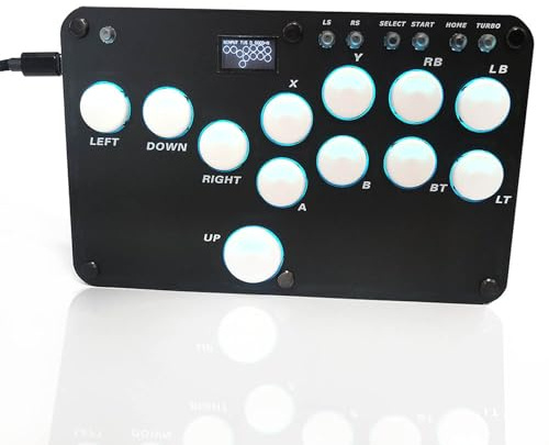 YUEHISY Controller Fighting Stick, 12 Tasti Effetti di Luce RGB Fight Stick, Copritasti Meccanici Sostituibili a Caldo, per PC Console di Gioco