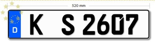Kfz Kennzeichen Eurovariante 520mm x 110mm