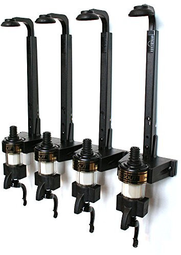 ENGOLIT 4 cl Schnapsspender (Hygienischer Finger Push Dosierer) & Flaschenhalter 4er-Set inkl. Metall-Montageschiene für Wand-Befestigung, Spirituosen 0,7-1 Liter