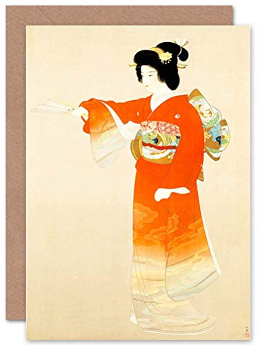 Wee Blue Coo CARD GREETING JAPANESE GEISHA LADY BRIGHT KIMONO GIFT