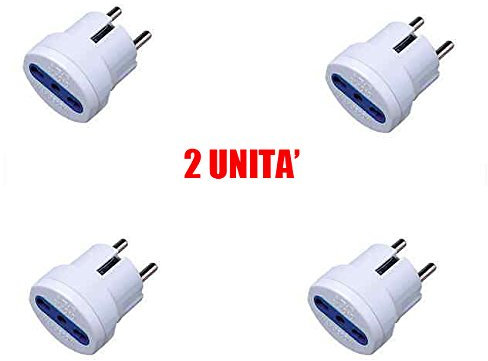 EXTRASTAR Confezione da 4 Adattatori presa italiana (10/16A) spina schuko per i viaggi in Germania,Spagna,Portogallo,Austria, Grecia, Turchia,Bianco,Confezione da 4.