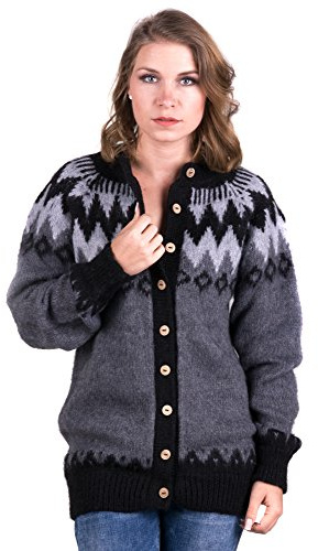 Gamboa Alpaca Cardigan Femme Chic et Elegant Tricot Longues Pull Capuche et Zippé Casual Hiver