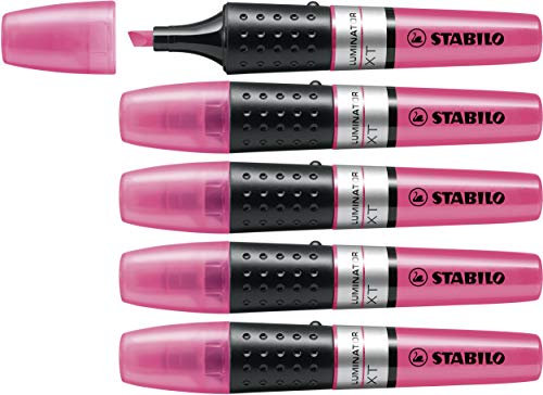 Stabilo LUMINATOR - Evidenziatore - lunga durata e doppio tratto (2 + 5 mm) - Confezione da 5 - Rosa