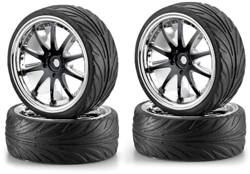 Carson 500900080 - 1:10 Big Wheel-Set 02, 10 Speichen, Modellbauzubehör, 4 Stück, schwarz/chrom
