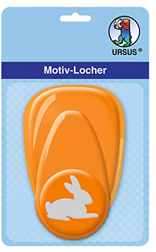 Ursus 19480023 - Motivlocher mit Hebel mittel, Hase, orange, ausgestanztes Motiv ca. 25,4 mm, aus Kunststoff mit Metallstanze, geeignet für Grammaturen von 160 - 220 g /qm