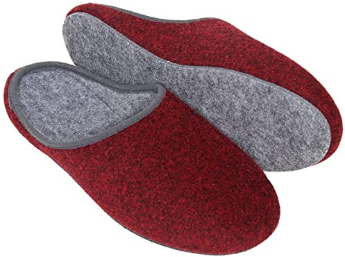 Pantoffelmann Pantofole in feltro con suola in feltro | Rosso | Taglia 38 | Pantofole in feltro traspiranti e comode per donna e uomo | Pantofole eleganti e calde