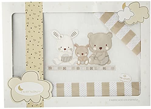 Interbaby - Juego de sábanas para minicuna Love, Color Beige