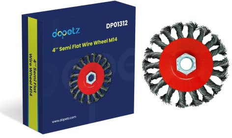 Dapetz ® Wire Brush For Angle Grinder M14 Thread Wire Wheel Cup Twist Knot Semi Flat Wire Brush Removal Weld Cleaning And Sanding Angle Grinder 100mm 4PCS