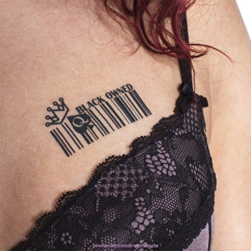 5 x Barcode BLACK OWNED Temporary Tattoo - Fetish BBC Hotwife Queen of Spades (5)