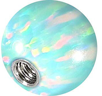 PIERCINGLINE Universelle Schraubkugel mit Gewinde SYNTH. OPAL Piercing Aufsätze Kugel Ersatz Mintgrün 6 x 1,6 mm