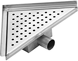 MILANO Corner Brushed Stainless Steel Shower Drain Grate 262mm | Stainless Steel Construction. 28L/min Flow Rate. Grated Design. Corner Installation. Suitable For Wet Rooms. 40/50mm Outlet.