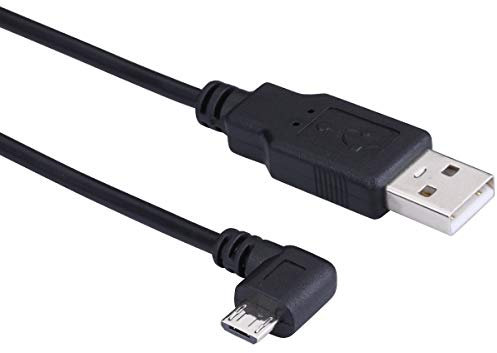 LARRITS Cable de Carga Micro del USB 5M ángulo de 90 Grados para la cámara de la rociada del GPS de la cámara dashcam del Coche videocámara (Micro USB 5M Left Angle)