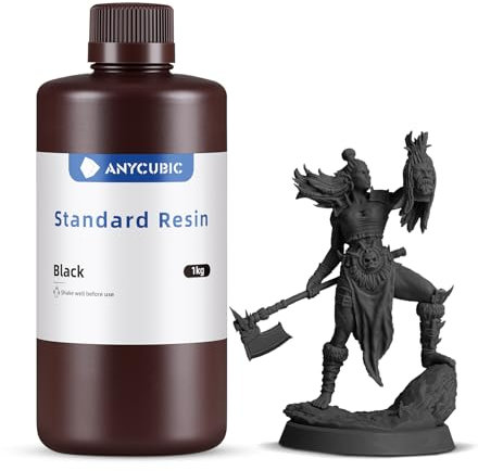 ANYCUBIC 3D Drucker Resin, UV 405nm Standard Rapid Photopolymer Resin, mit Hoher Genauigkeit und Schneller Aushärtung und Hervorragender Fließfähigkeit für den LCD DLP 3D Printer (Schwarz,1000g)