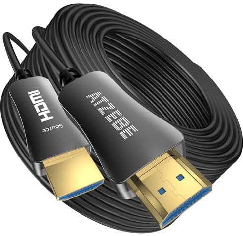 ATZEBE Câble HDMI Fibre Optique - 5m, HDMI 2.0 Cable Supporte 4K@60Hz HDR, YUV 4:4:4, Haute Vitesse 18Gbps, HDCP 2.2, 3D