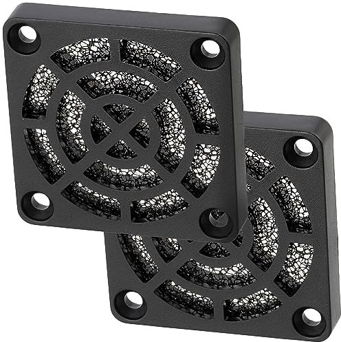 AERZETIX - C15112-2x Rejillas de Protección de Ventilador con Filtro de Polvo - 40 x 40 mm - 30 ppi - Color Negro - Ventilación para PC