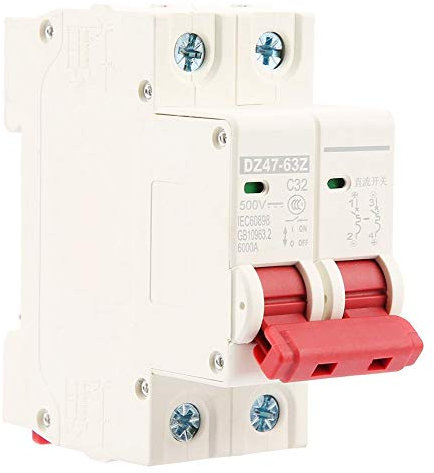Interruttore Magnetotermico 2P Curva C, Interruttore Automatico Miniaturizzato 32A DC 500V 6kA DZ47-63Z-2P