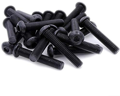 M8 (8mm x 100mm) Hex Socket Button Machine Screw (Bolt) - Black Steel (Pack of 5)