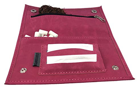 Ciggy Jumper Portatabacco Borsello realizzata in similpelle premium con effetto pelle vintage, porta tabacco, carte da filtro singole o doppie (2.) rosa doppio)