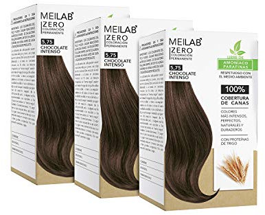 MEILAB - Tinte permanente sin amoniaco - Pack de 3 unidades - Color Castaño claro chocolate #5-75