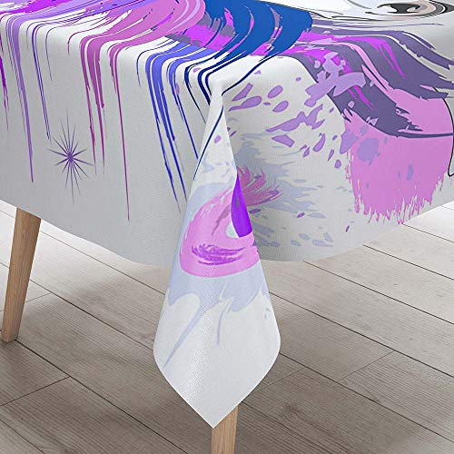 DOTBUY 3D Tischdecke Abwaschbar, Wasserabweisende Tischdecke Rechteckig Abwischbare Wachstuch für Desktop Dekorative Tuch Hotel Bankett Party Garten (Einhorn,60x60cm)