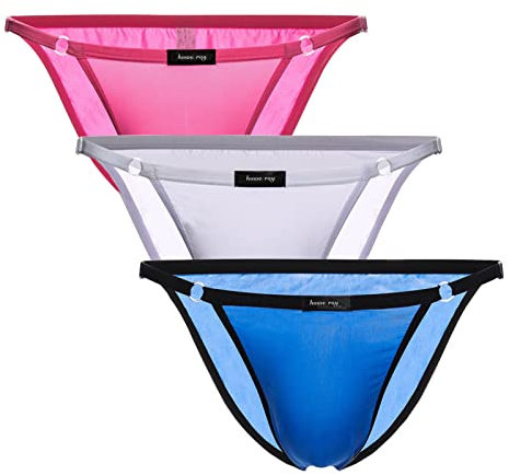 Uneihoiz Slip bikini da uomo morbido e confortevole, Confezione da 3 rosa/bianco/blu zaffiro, Taglia unica