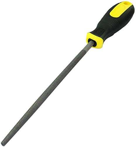 AERZETIX - Lima per affilare Metallo Tonda/Ovale in acciaio - Lunghezza 200mm - Strumento di finitura manuale per modellare il metallo - Lima/Affila/Lucidatura/Meccanica - Manico bimateriale - C45981