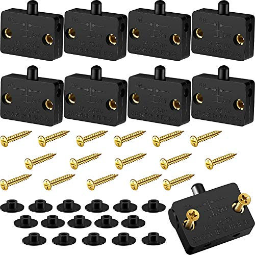 RUNCCI-YUN 8 Pezzi Interruttore Armadio Interruttore per Porte Interruttore Luce Armadio Push Porta Interruttore Interruttore di Contatto Porta 250V 1A per Armadietti Switch(Nero)
