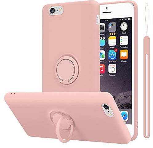 Cadorabo Hülle kompatibel mit Apple iPhone 6 Plus 6S Plus Schutzhülle TPU Silikon Case Liquid Design mit Ring Slim Kratzfest Liquidsilikon Microfaser Case Hülle für iPhone 6 Plus 6S Plus in Rosa