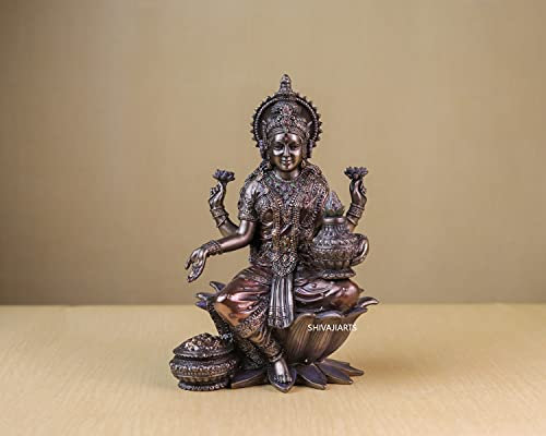 Göttin Lakshmi Statue, Laxmi Statue, Hindu-Göttin des Geldes, Reichtum, Fülle und Fruchtbarkeit & Wohlstand Indische Kunst, 18,4 cm