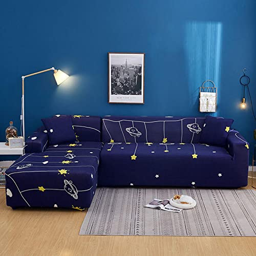 Sofabezug Ecksofa Dunkelblaues Universum Sofaüberwurf Sofa Überzug Stretchy Couchbezug Sofa Bezug Ecksofa Überwurf Sofabezüge Antirutsch Sofahusse Jacquard Sofaüberzug 4 Places (235cm-300cm)