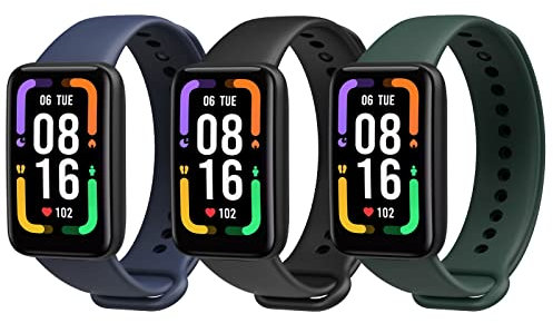 MoKo 3 Pezzi Cinturino Compatibile con Xiaomi Redmi Smart Band Pro, Cinturini Sportivi di Ricambio in TPU per Donne Uomini, Nero/Blu Inchiostro/Verde Scuro