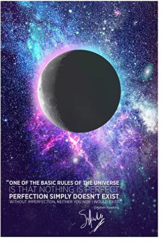 Stephen Hawking Zitat | Regeln des Universums | Fotodruck Poster | vorsigniert | Pro Glanzpapier | Größe: A4 (21 x 29,7 cm)