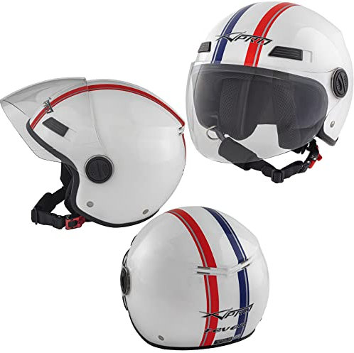 A-Pro Motorradhelm Helm Roller Motorrad Offenes Jet Viser ECE 22-06 Frankreich L