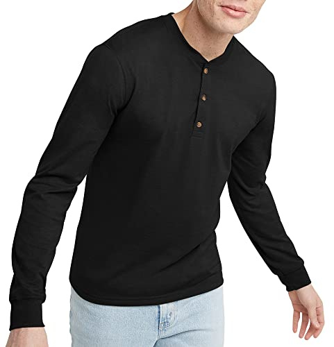 Hanes Men's Originals Men's Cotton Long Sleeve Henley Henley Shirt (Pack of 1)