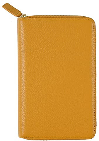 Moterm Reißverschluss Lederbezug für Weeks - Passend für Hobonichi Weeks und Weeks Mega Notebook Planer (Kiesel-Senf)