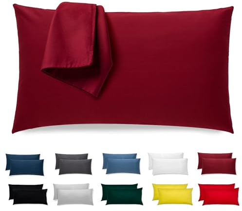 Kissenbezug 40x60 Baumwolle Premium Jersey 2er Set Kissenhülle Deko für Kissen Bett/Sofa Stoff Superweicher Resistent Hypoallergen Anti-Milben Kopfkissenbezug mit Verdecktem Zip Voll Waschbar