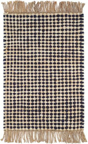 Dash & Albert Kuba Black Handwoven Jute Rug, 2 X 3 Feet, Black Geometric Pattern