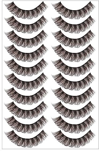 XPEX 10 Paires Faux Cils,Faux Cils Naturel,Crée Un Effet Naturel 3D avec Une Boucle Longue durée, rendant Vos Yeux Plus Glamour et raffinés.