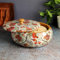 Brick Brown Premium Handcrafted Solid Wood Marigold Roti Casserole For Kitchen | Round Hot Pot, Roti Dabba With Lid | Casserole For Dining, 1640Ml(8.8X8.8X4.3Inch)