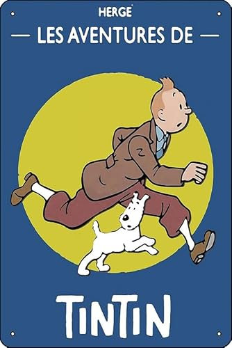 Les Aventures Herge-Poster, Metall-Blechschild, Wanddekoration, 20,3 x 30,5 cm